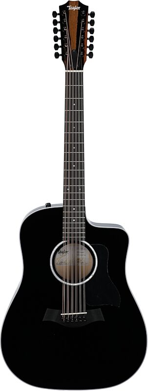 Taylor 250ce Plus Grand Auditorium Acoustic-Electric Guitar, Black, Full Straight Front