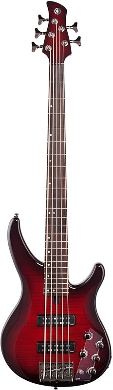 Yamaha TRBX605FM Electric Bass, 5-String, Dark Red Burst, Full Straight Front