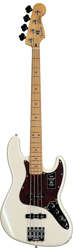 Fender Player Plus Jazz Electric Bass, Maple Fingerboard (with Gig Bag), Olympic Pearl, Full Straight Front