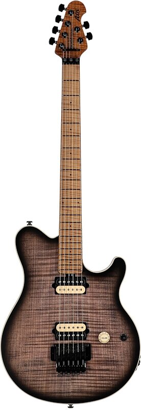 Ernie Ball Music Man Axis Electric Guitar (with Case), Charcoal Cloud Flame, Full Straight Front