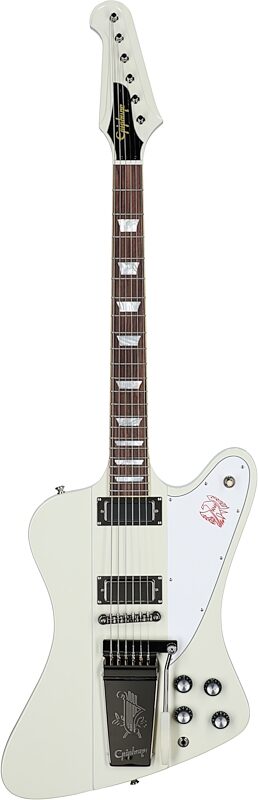 Epiphone Inspired by Gibson Custom 1963 Firebird V Electric Guitar (with Case), Polaris White, Full Straight Front