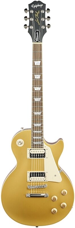 Epiphone Les Paul Classic Worn Electric Guitar, Metallic Gold, Full Straight Front
