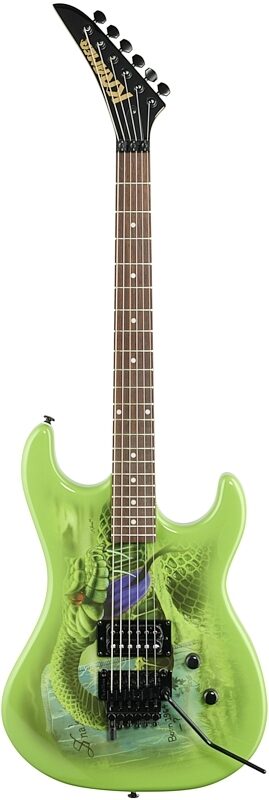 Kramer Snake Sabo Baretta Electric Guitar (with Gig Bag), Snake Green, Custom Graphics, Full Straight Front