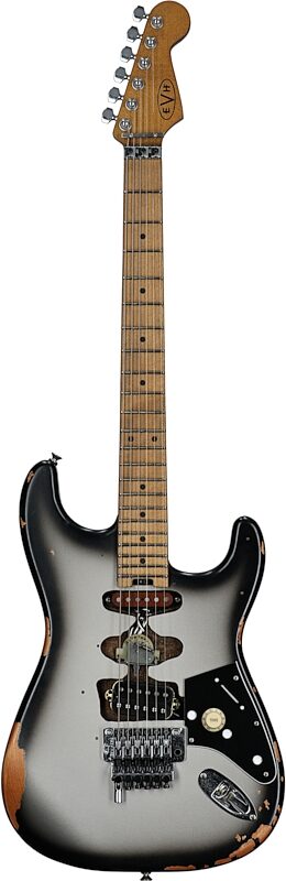 EVH Eddie Van Halen Frankenstein Relic Series Electric Guitar (with Gig Bag), Silverburst, Full Straight Front