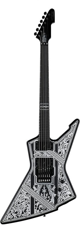 Schecter E-1 FR Przym Palladium Electric Guitar, Gloss Black, Full Straight Front