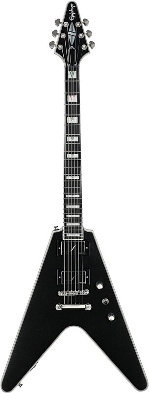 Epiphone Flying V Prophecy Electric Guitar, Jet Black Metallic, Full Straight Front