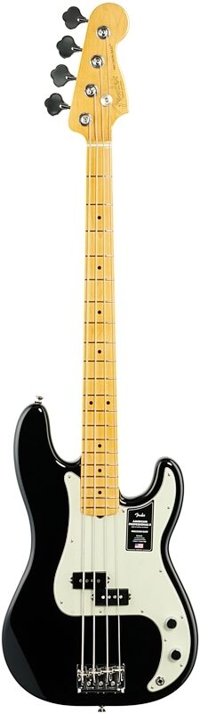Fender American Pro II Precision Electric Bass, Maple Fingerboard (with Case), Black, Full Straight Front