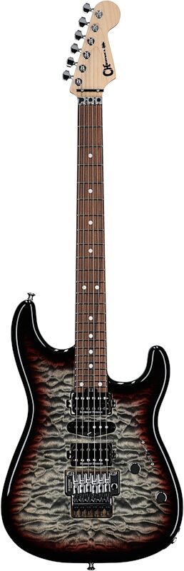 Charvel MJ San Dimas Style 1 HSH FR PF QM Electric Guitar, Midnight Glow, Full Straight Front