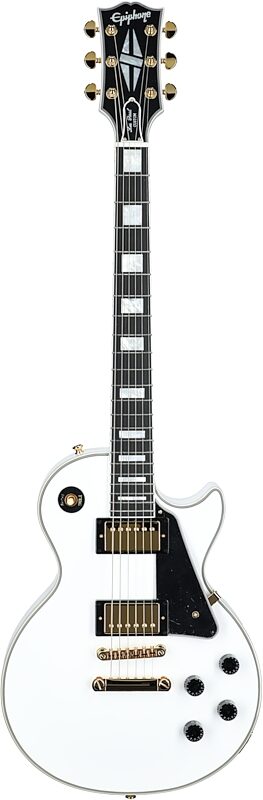 Epiphone Les Paul Custom Electric Guitar (with Case), Alpine White, Full Straight Front