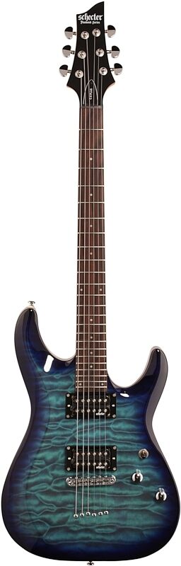 Schecter C-6 Plus Electric Guitar, Ocean Blue Burst, Full Straight Front