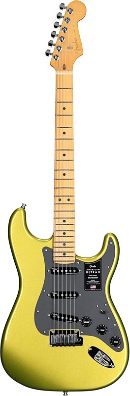 Fender American Ultra II Stratocaster Electric Guitar, Maple Fretboard (with Case), Solar Flare, Full Straight Front
