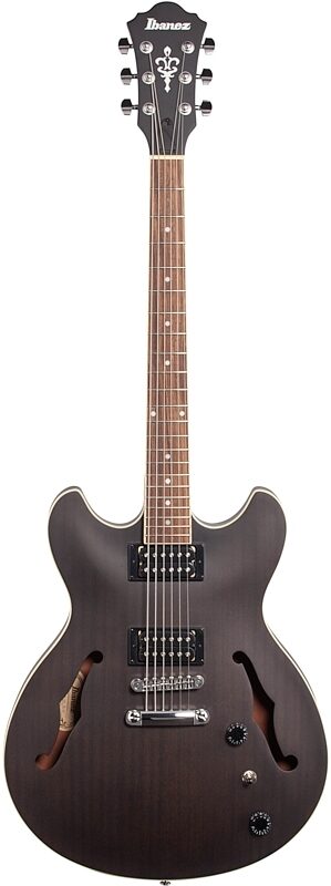 Ibanez AS53 Artcore Semi-Hollowbody Electric Guitar, Flat Transparent Black, Full Straight Front