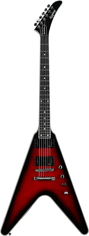 Epiphone Dave Mustaine Flying V Prophecy Electric Guitar (with Case), Aged Dark Red Burst, Full Straight Front