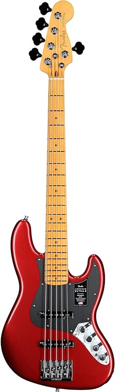 Fender American Ultra II Jazz V Electric Bass, 5-String, Maple Fingerboard (with Case), Sinister Red, Full Straight Front