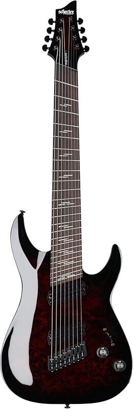Schecter Omen Elite-8 Multiscale Electric Guitar, 8-String, Black Cherry Burst, Full Straight Front