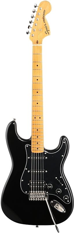 Squier Classic Vibe '70s Stratocaster HSS Electric Guitar, Maple Fingerboard, Black, Full Straight Front