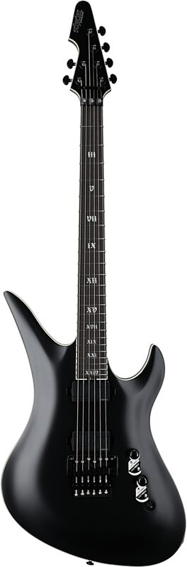 Schecter Avenger FR SLS Elite Evil Twin Electric Guitar, Satin Black, Full Straight Front