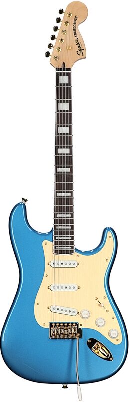 Squier 40th Anniversary Stratocaster Gold Edition Electric Guitar, with Laurel Fingerboard, Lake Placid Blue, Full Straight Front