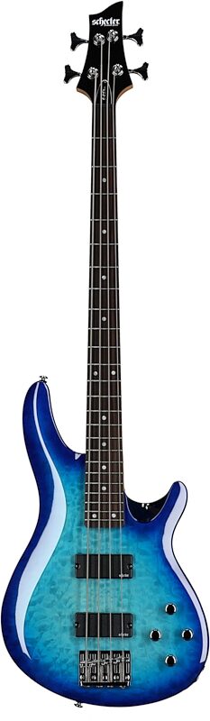 Schecter C-4 Plus Bass Guitar, Ocean Blue Burst, Full Straight Front
