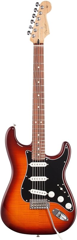 Fender Player Stratocaster Plus Top Pau Ferro Electric Guitar, Tobacco Sunburst, Full Straight Front