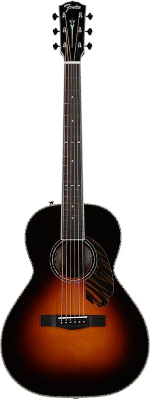 Fender Paramount Series PS-220E Parlor Acoustic Electric Guitar (with Case), 3-Tone Sunburst, Full Straight Front