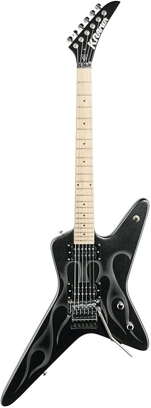 Kramer Tracii Guns Gunstar Voyager Electric Guitar (with Gig Bag), Black Metal, Custom Graphics, Full Straight Front