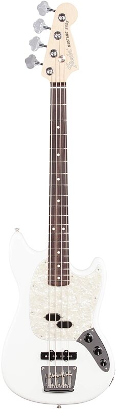 Fender American Performer Mustang Electric Bass Guitar, Rosewood Fingerboard (with Gig Bag), Arctic White, Full Straight Front