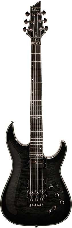 Schecter Hellraiser Hybrid C-1FRS Electric Guitar, Transparent Black Burst, Full Straight Front