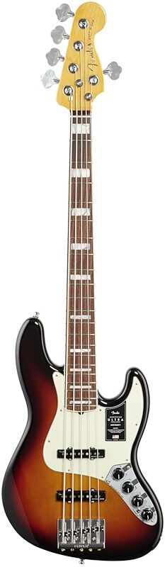Fender American Ultra Jazz V Electric Bass, 5-String, Rosewood Fingerboard (with Case), Ultraburst, Full Straight Front