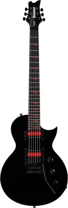 Kramer Assault 220FR Electric Guitar, Black with Red Bind, Full Straight Front