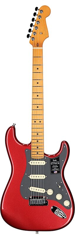 Fender American Ultra II Stratocaster Electric Guitar, Maple Fretboard (with Case), Sinister Red, Full Straight Front