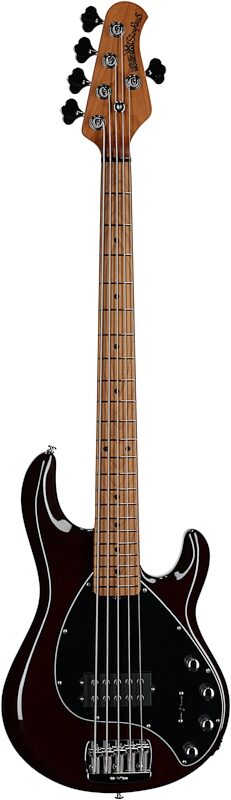Ernie Ball Music Man StingRay 5 Special Electric Bass, 5-String (with Case), Translucent Oxblood, Maple Fretboard, Full Straight Front
