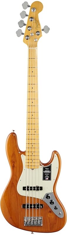 Fender American Pro II Jazz Bass V Bass Guitar (with Case), Roasted Pine, Full Straight Front