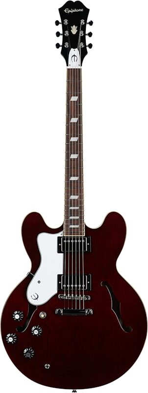 Epiphone Noel Gallagher Riviera Electric Guitar (with Case), Left-Handed, Dark Wine Red, Full Straight Front