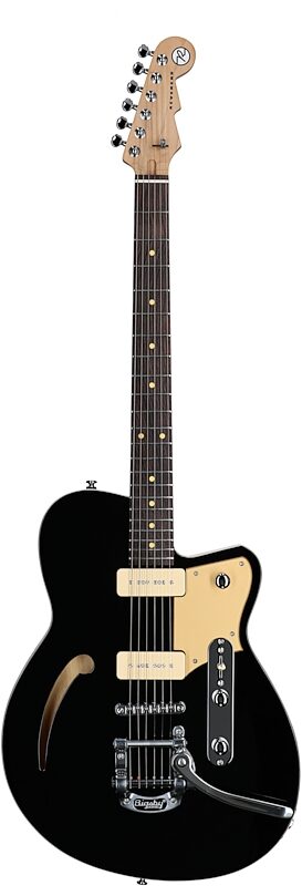 Reverend Club King 290 Electric Guitar, Midnight Black, Full Straight Front