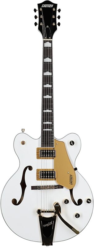 Gretsch G5422TG Electromatic Hollowbody Double Cutaway Electric Guitar, Snow Crest White, Full Straight Front