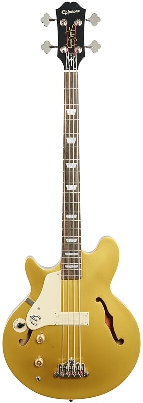 Epiphone Jack Casady Electric Bass, Left-Handed, Metallic Gold, Full Straight Front