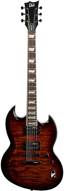 ESP LTD Viper 256QM Electric Guitar, Dark Brown Sunburst, Full Straight Front