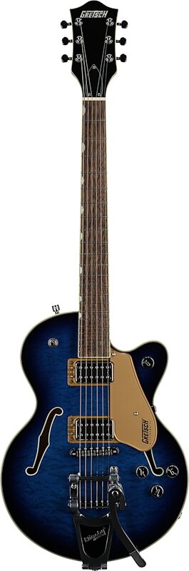 Gretsch G5655TQM Electromatic Center Block Junior Single-Cut Electric Guitar (with Bigsby Tremolo), Hudson Sky, Full Straight Front