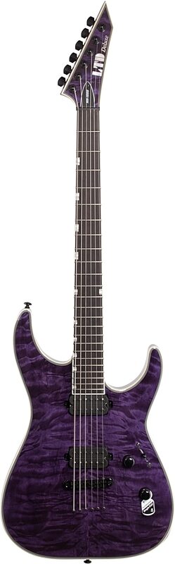 ESP LTD MH-1000NTQM Electric Guitar, See-Thru Purple, Full Straight Front