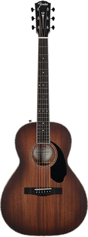Fender Paramount PS-220E Parlor Acoustic-Electric Guitar (with Case), Cognac, Mahogany Top, Full Straight Front
