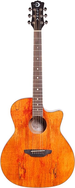 Luna Gypsy Grand Auditorium Acoustic Guitar, Exotic Spalted Maple, Full Straight Front