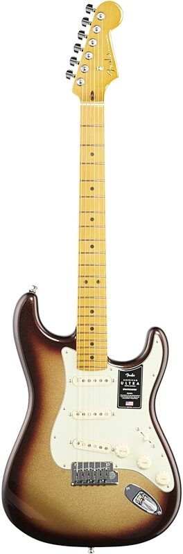 Fender American Ultra Stratocaster Electric Guitar, Maple Fingerboard (with Case), Mocha Burst, Full Straight Front