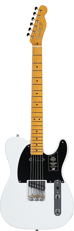 Fender American Vintage II 1951 Telecaster Electric Guitar, Maple Fingerboard (with Case), Prototype White, Full Straight Front