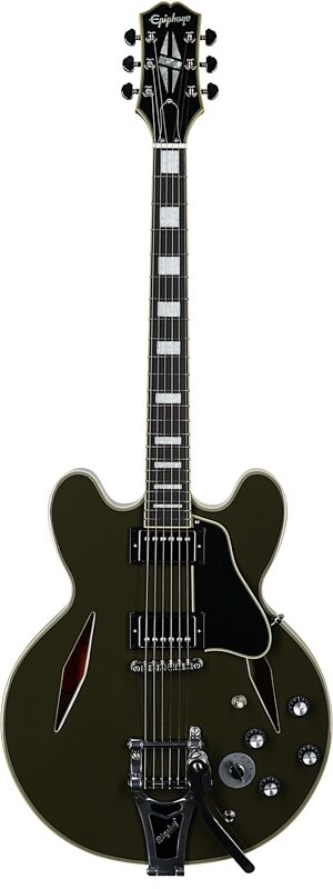 Epiphone Exclusive Shinichi Ubukata ES-355 Custom Electric Guitar (with Case), Olive Drab, Full Straight Front