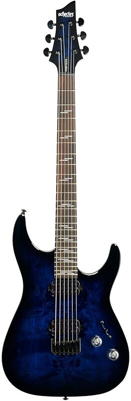 Schecter Omen Elite-6 Electric Guitar, See-Thru Blue Burst, Full Straight Front