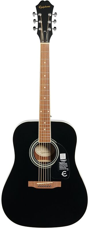Epiphone FT-100 Acoustic Guitar Player Pack (with Gig Bag), Ebony, Full Straight Front