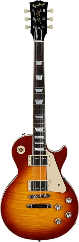 Epiphone Inspired by Gibson Custom 1960 Les Paul Standard Reissue Electric Guitar (with Case), Washed Cherry Sunburst, Full Straight Front