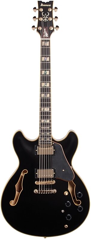Ibanez John Scofield JSM20 Semi-Hollowbody Electric Guitar (with Case), Black, Full Straight Front
