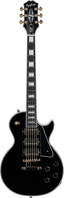 Epiphone Exclusive Les Paul Custom 3-Pickup Electric Guitar (with Soft Case), Ebony, Full Straight Front